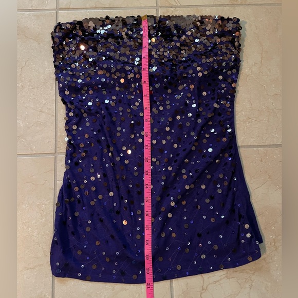 Express Strapless Purple Sequin Top with built in bra - Picture 8 of 9